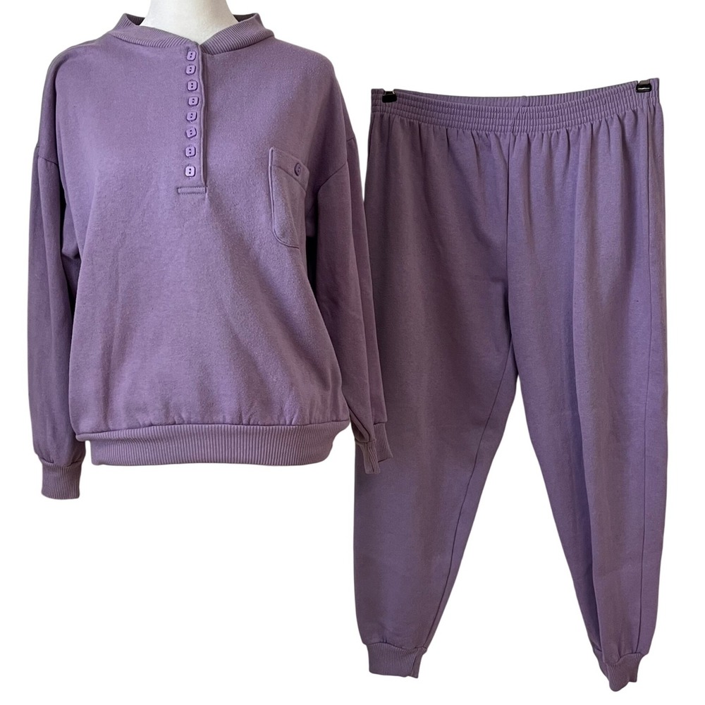 Vintage Penny Lane Women's Sweatshirt Jogger Set Size Medium Purple Casual